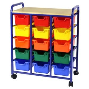 Greenbean - Storage Bin Organiser with Rolling Wheels - 15 Multi-Coloured Bins