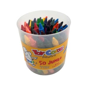 Toy Color - Jumbo Wax Crayons - Non-Toxic - 50 Pack Jar, 12 Vibrant Colours, 11mm