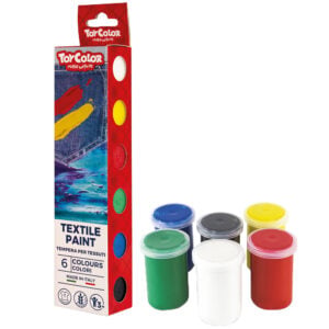 Toy Color - Fabric Paint Pots - Water-Based Textile Paint - 6 Colours - 6 x 25ml