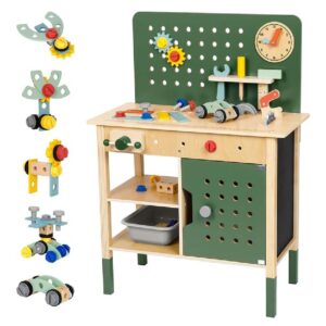 TookyToy - Pretend Play Wooden Workbench Set