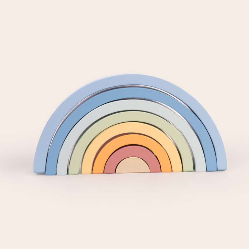 TookyToy - Pastel Rainbow Stacker - Wooden Ring Fine Motor Stacking Toy ...