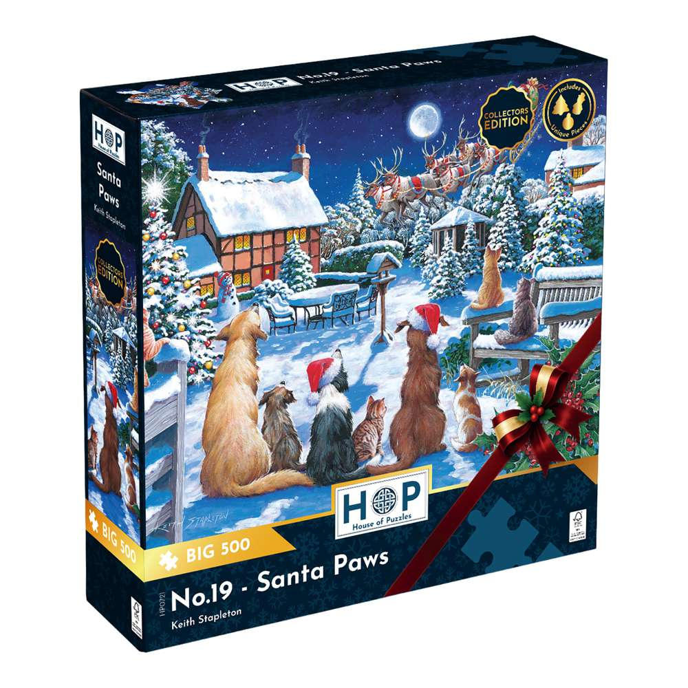 House of Puzzles - No.19 - Santa Paws - XL Pieces - 500 Piece Jigsaw Puzzle