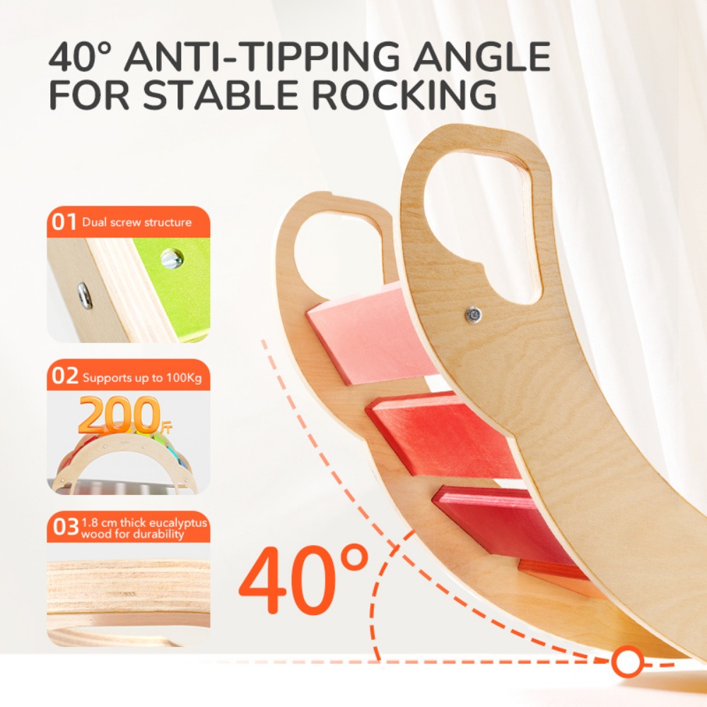 Mideer - Wooden Climbing & Rocking Rainbow Arch: Indoor Toy - Image 3