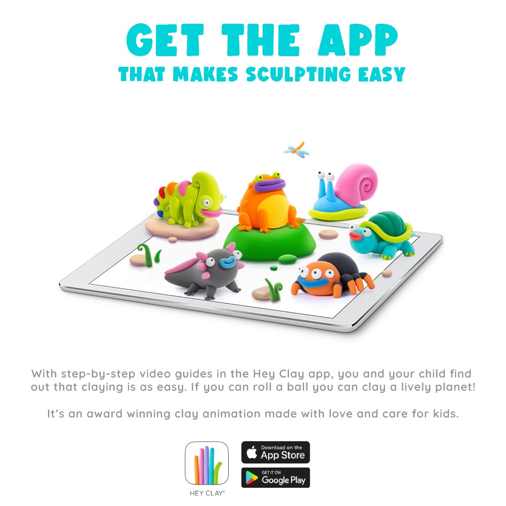 Hey Clay - Modelling Air-Dry Clay with Fun Interactive App - Orange frog, Series Exotic Pets, 3 cans - Image 6