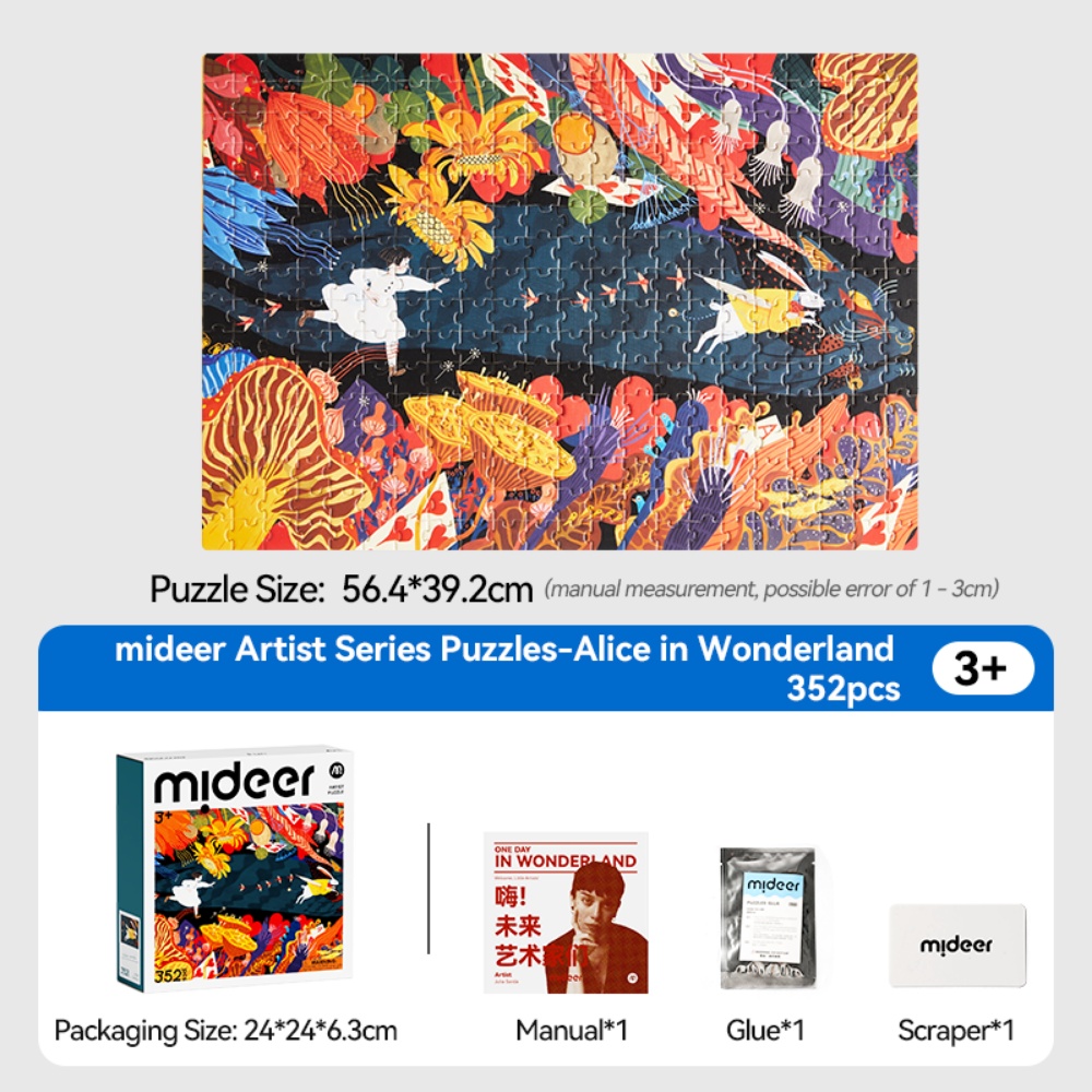 Mideer - Artist Puzzle: Alice in Wonderland - 352 Piece Illustrated Jigsaw for Kids - Image 2