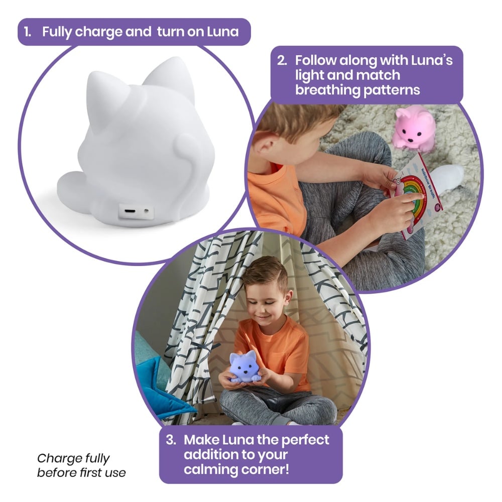 Hand2Mind - Luna The Calming Kitty™ Breathing & Mindfulness Companion, & Nightlight - Image 3