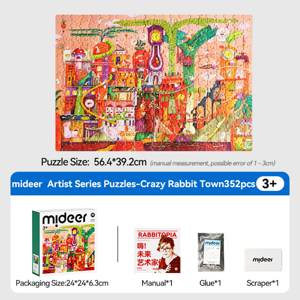 Mideer - Artist Puzzle: Rabbitopia - 352 Piece Illustrated Rabbit World Jigsaw for Kids - Image 2
