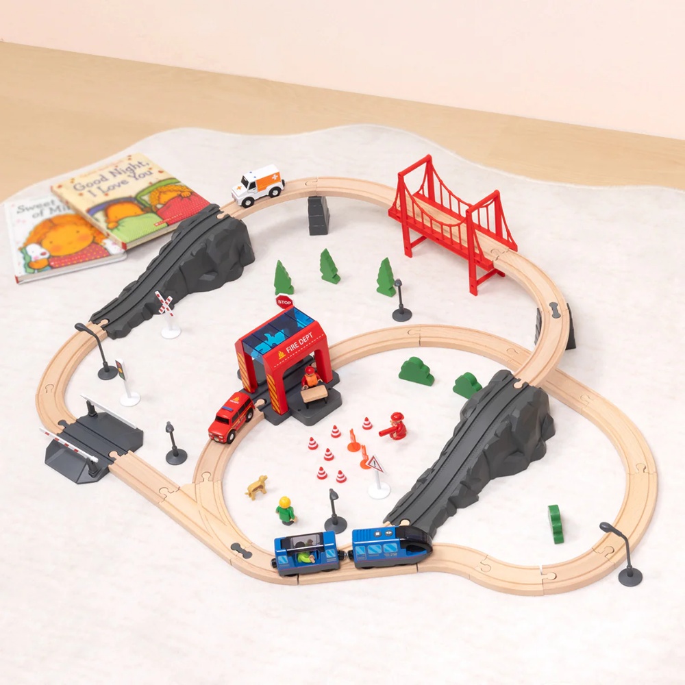 TookyToy - Wooden Train Set - Fire Rescue - Image 3