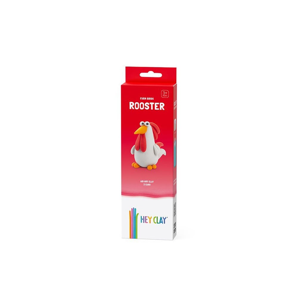 Hey Clay - Modelling Air-Dry Clay with Fun Interactive App - Rooster, series Farm Birds, 3 cans - Image 5