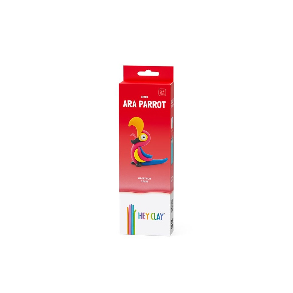 Hey Clay - Modelling Air-Dry Clay with Fun Interactive App - Ara Parrot, series Birds, 3 cans - Image 5