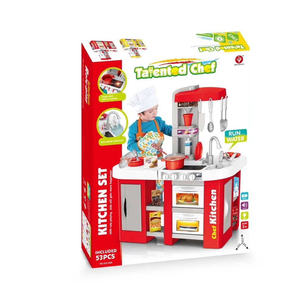 Cogo - Pretend & Play Kitchen Set with Light & Sound Effects - Red - 53 Pieces - Image 5
