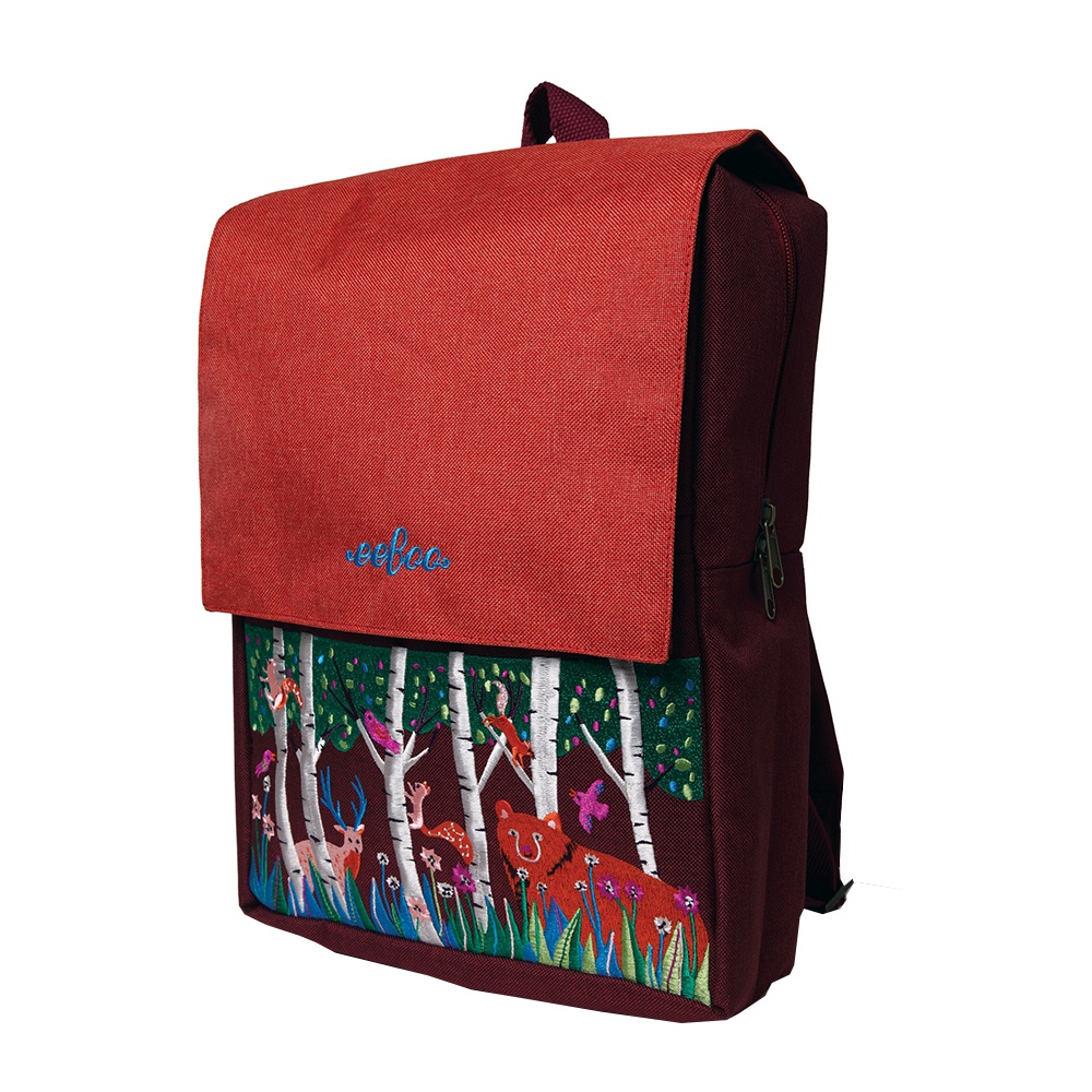 eeBoo - Embroidered Backpack for Kids: Bear in the Woods - Image 3