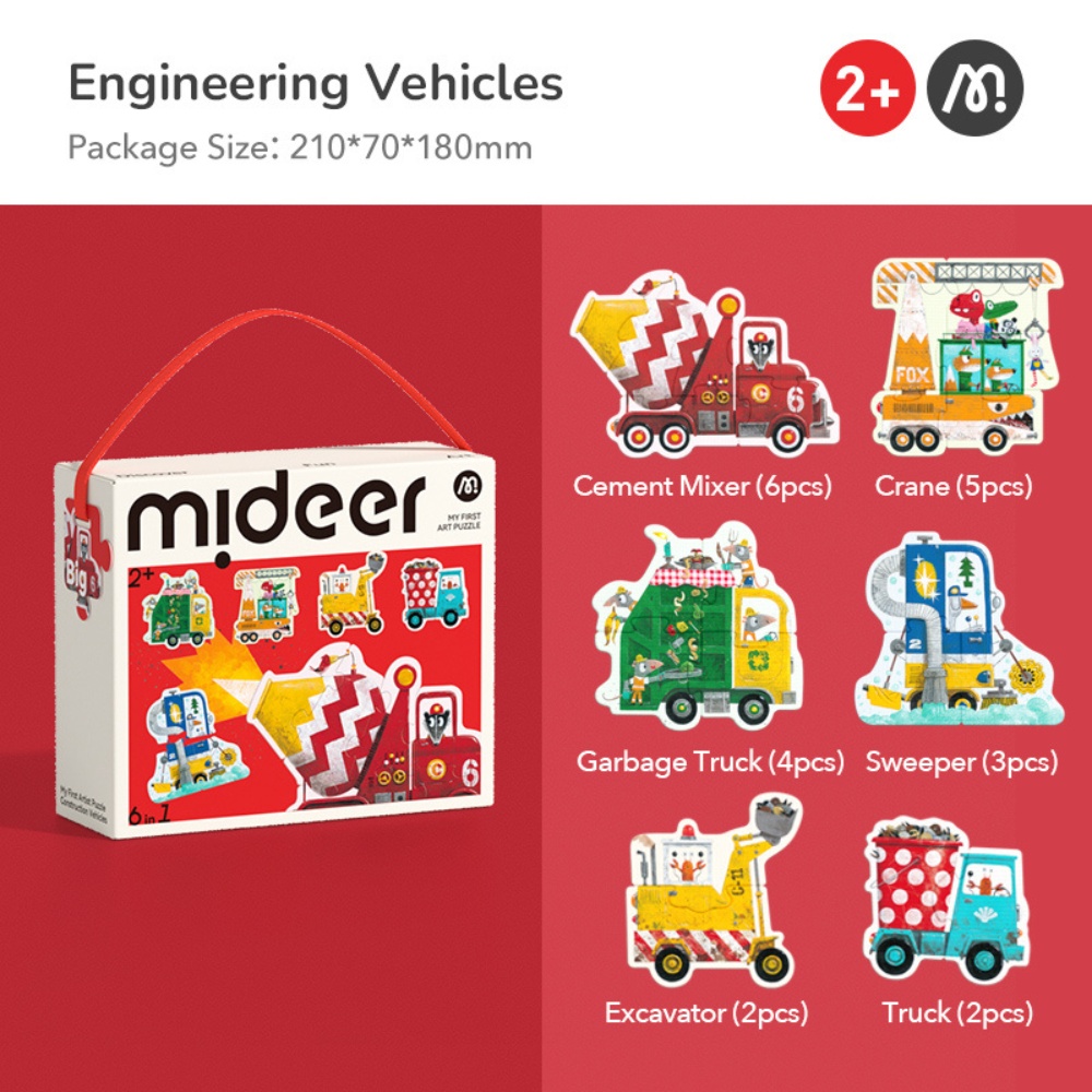Mideer - My First Jigsaw Puzzle for Kids - Construction Vehicles - Image 2