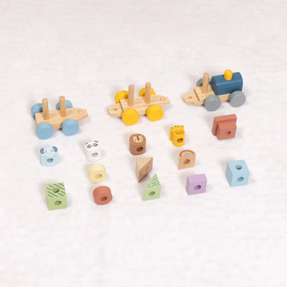 TookyToy - Wooden Stacking Train - Forest Friends - Set of 16 - Image 5