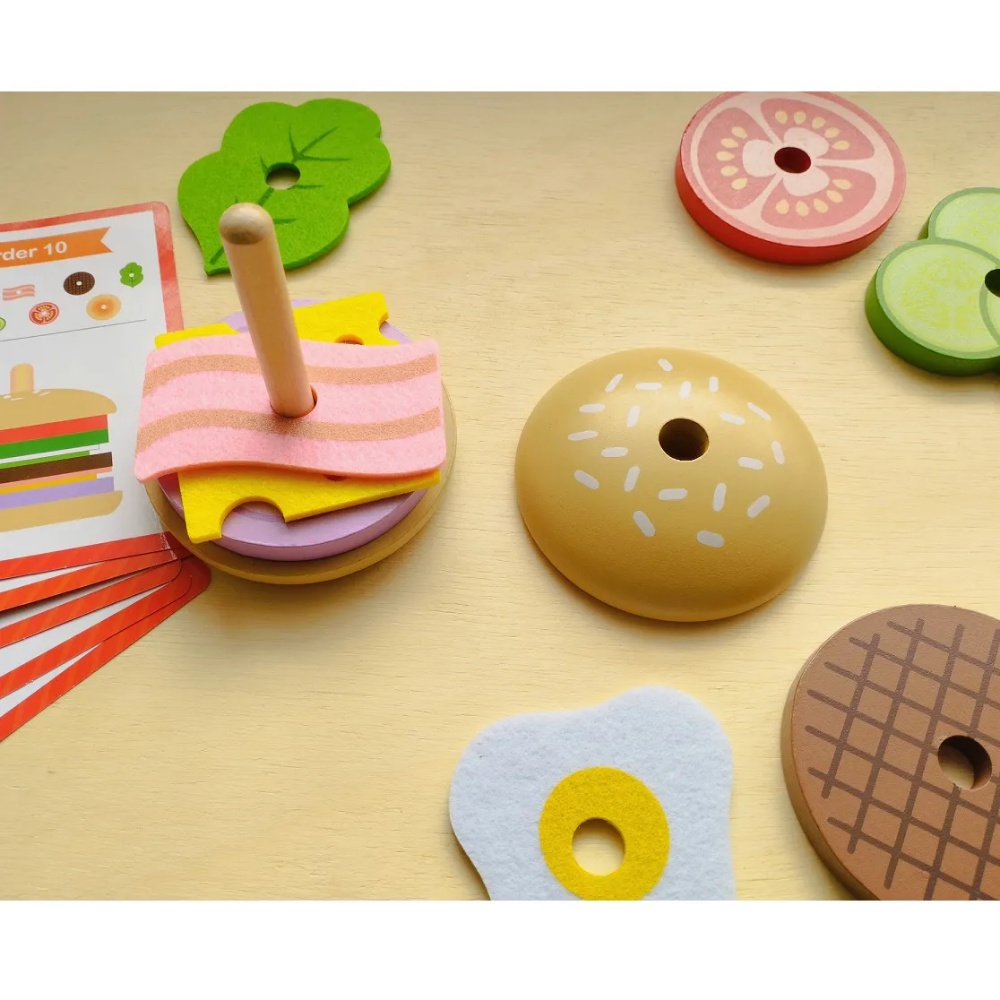 TookyToy - Making A Burger - Stacking & Sequencing Activity Toy - Image 3