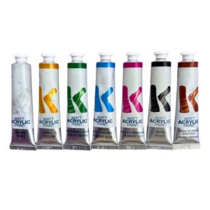Toy Color Kreable - Matt Acrylic Paint Tubes Set 7 x 12ml - Non-Toxic Water-Based Art Paint in Plastic Storage Box