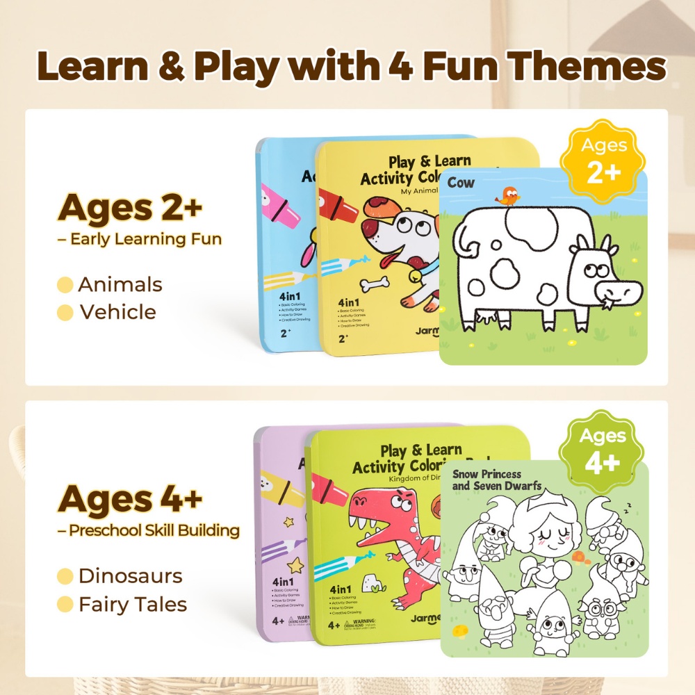 Jar Meló - Play & Learn Colouring Book Set: Dinosaurs & Fairies - 2 Books 60 Pages - Image 2