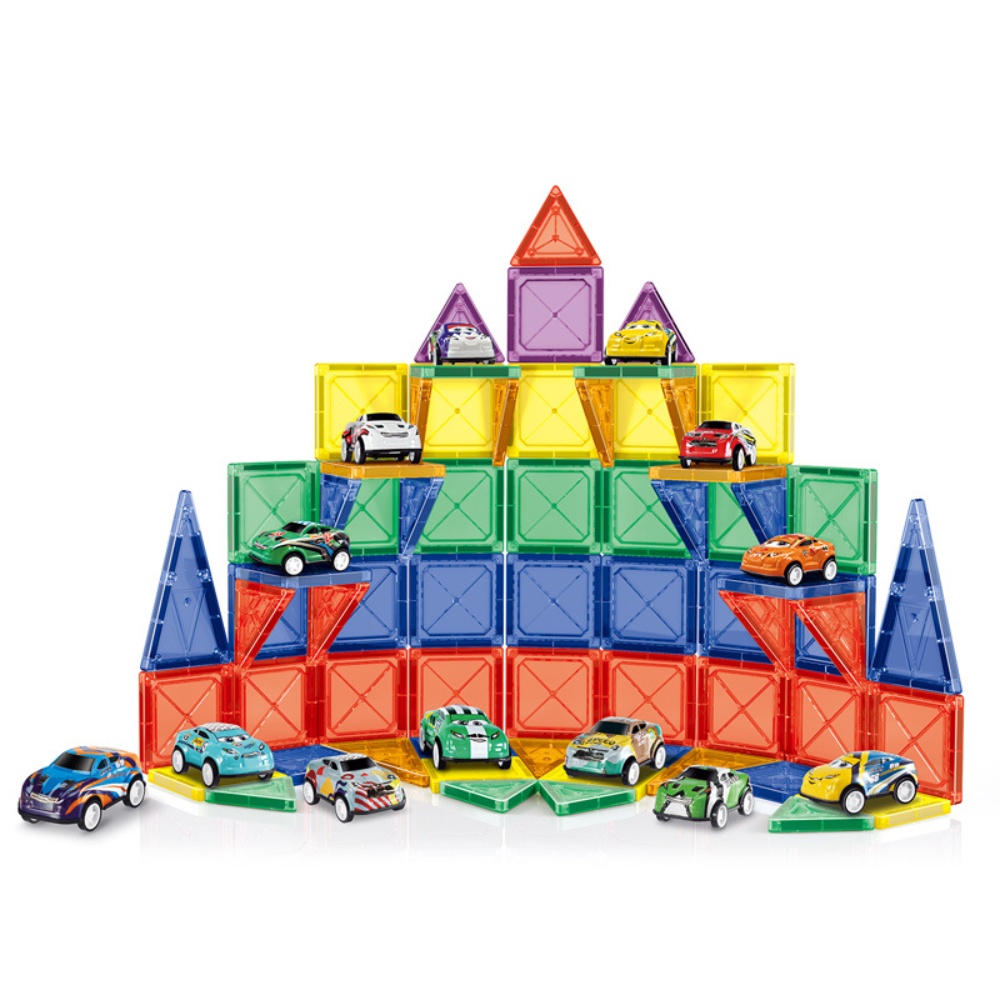 Cogo - Magnetic Tiles with Cars Set - 87 Pieces - Image 3