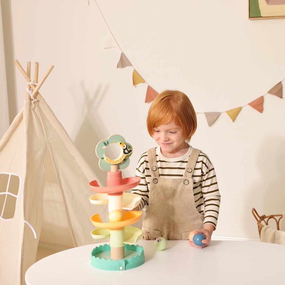 TookyToy - Ball Drop Tree Wooden Activity Toy for Toddlers - 10 Pieces - Image 2