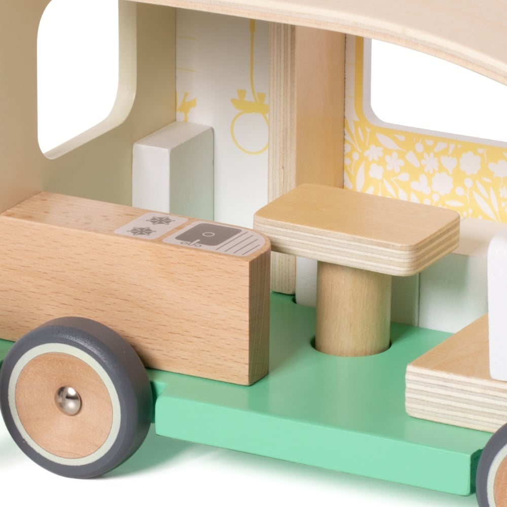 Classic World - Pretend & Play Camper Van Doll House - Wooden Play Set - 9pcs - Image 9