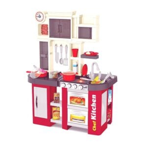 Cogo - Pretend & Play Kitchen Set with Light & Sound Effects - Red - 58 Pieces