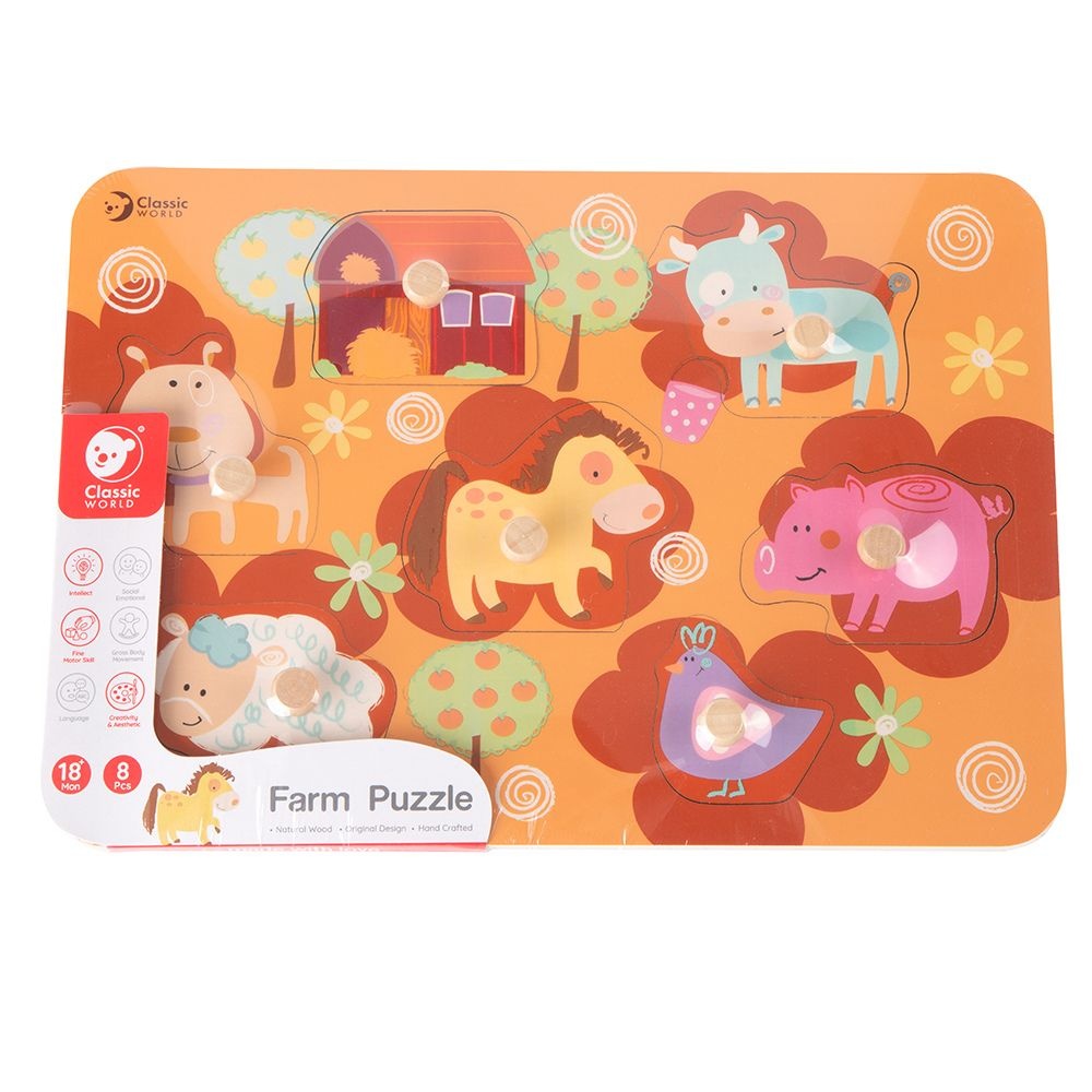 Classic World - Peg Puzzle - Farm - 7pcs - Image 5