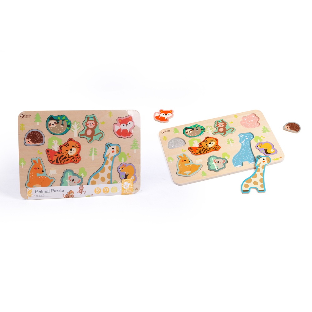 Classic World - Wooden Puzzle - Animals - 10pcs - Image 4