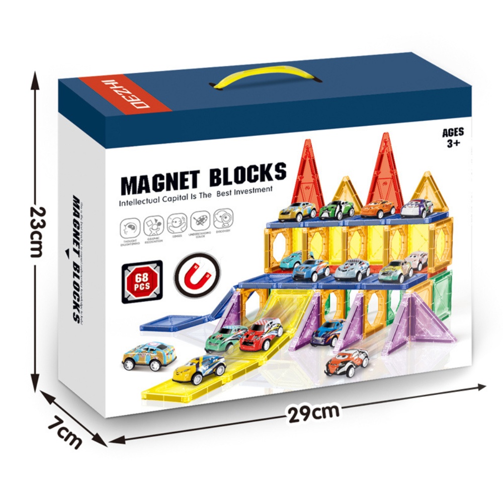 Cogo - Magnetic Tiles with Cars Set - 68 Pieces - Image 4