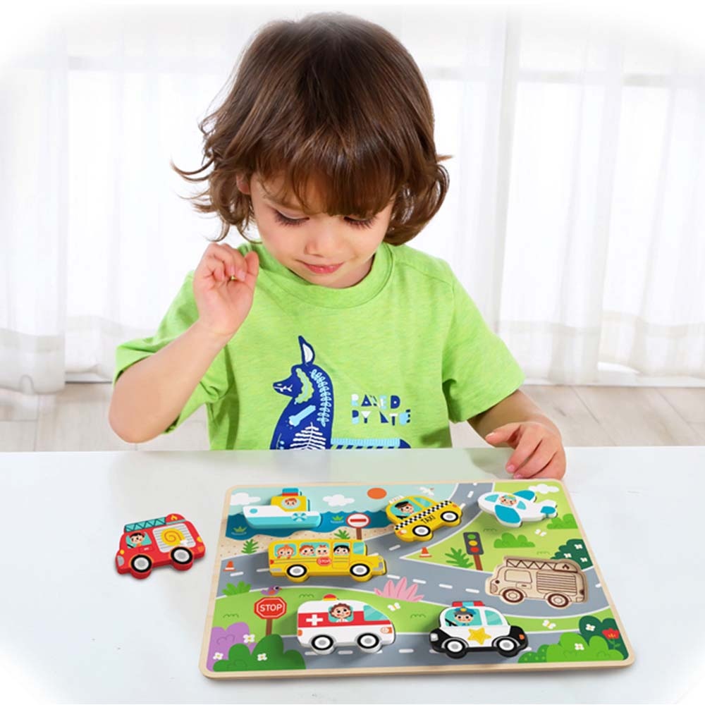TookyToy - Wooden Chunky Transportation Puzzle - Image 2