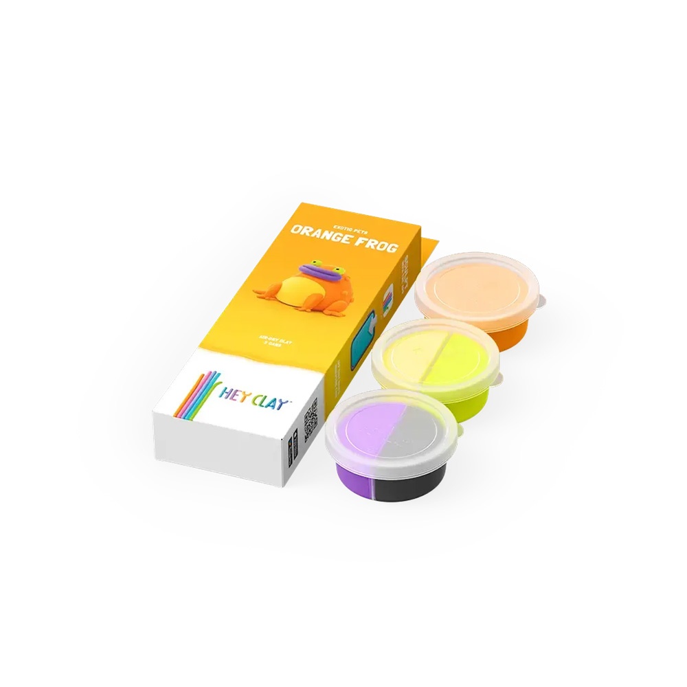Hey Clay - Modelling Air-Dry Clay with Fun Interactive App - Orange frog, Series Exotic Pets, 3 cans - Image 4
