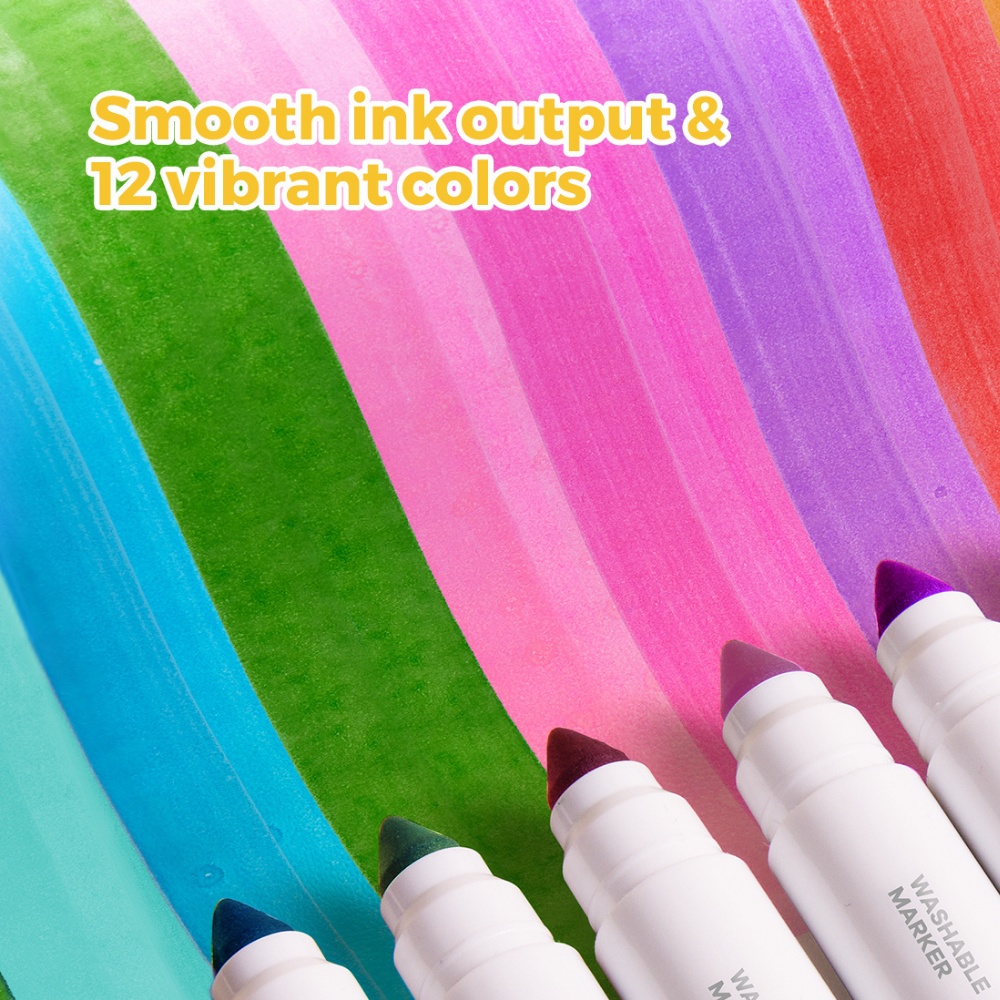 Jar Meló - Washable Markers - Broad Tip, 12 Vibrant Colours for Kids - Image 4