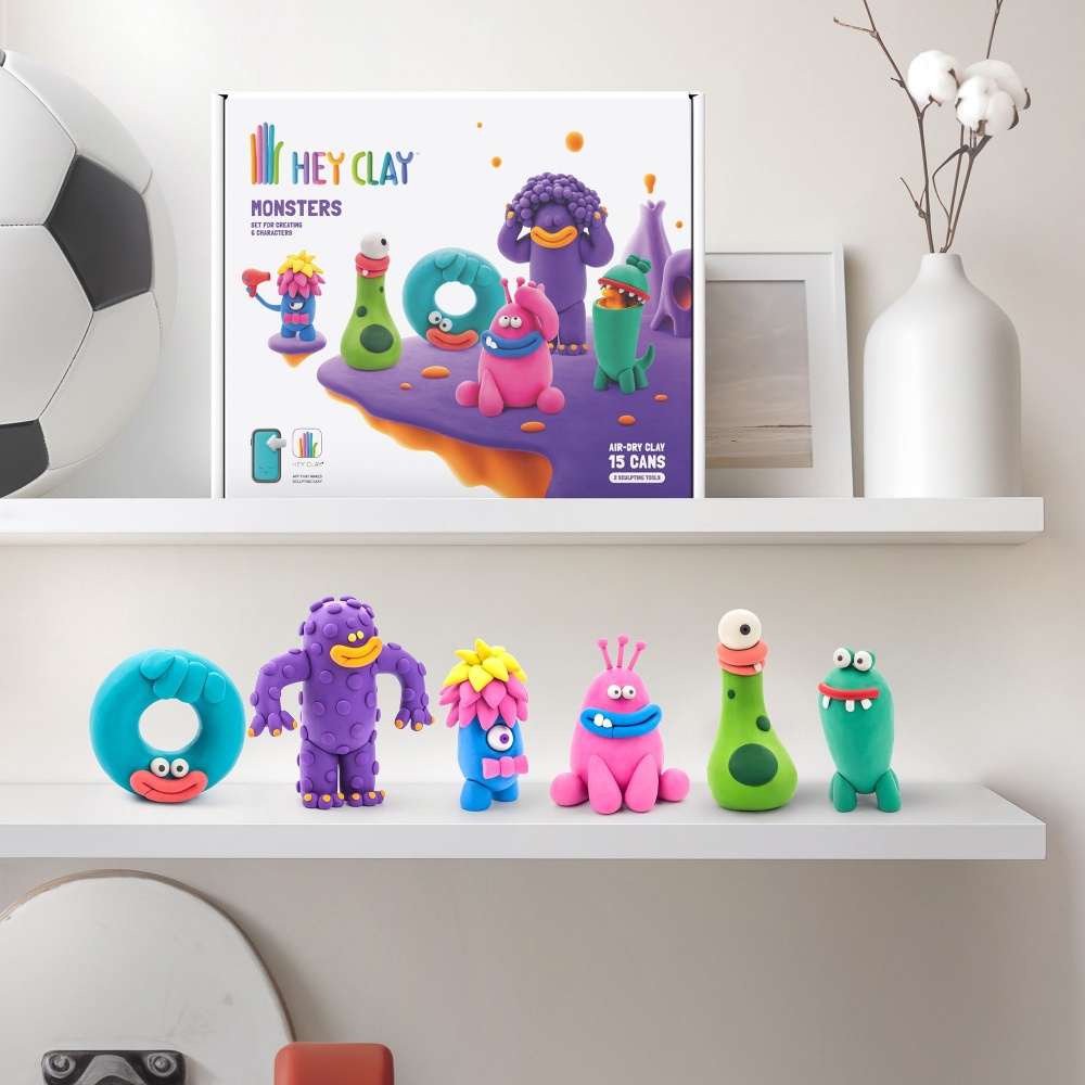 Hey Clay - Modelling Air-Dry Clay with Fun Interactive App - Monsters, 15 cans - Image 2