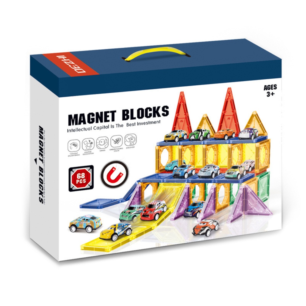 Cogo - Magnetic Tiles with Cars Set - 68 Pieces - Image 5