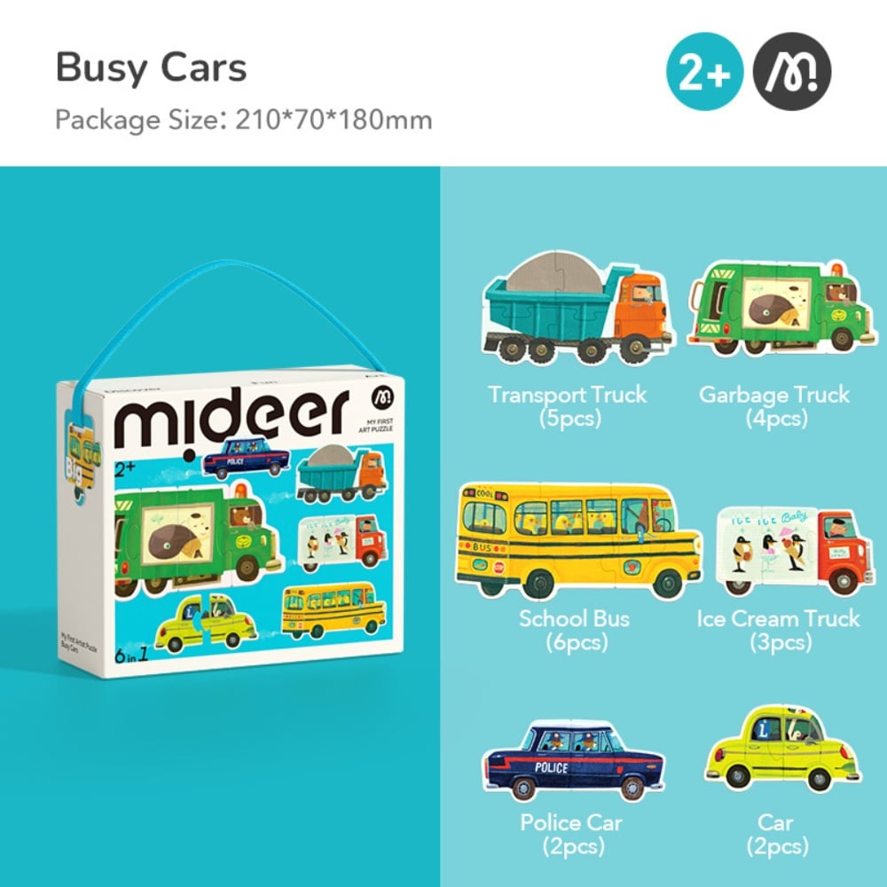 Mideer - My First Jigsaw Puzzle for Kids - Busy Cars - Image 2