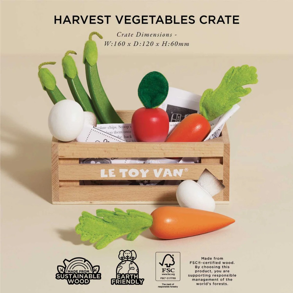 Le Toy Van - Wooden Harvest Vegetables Food Crate - 10pcs - Image 2