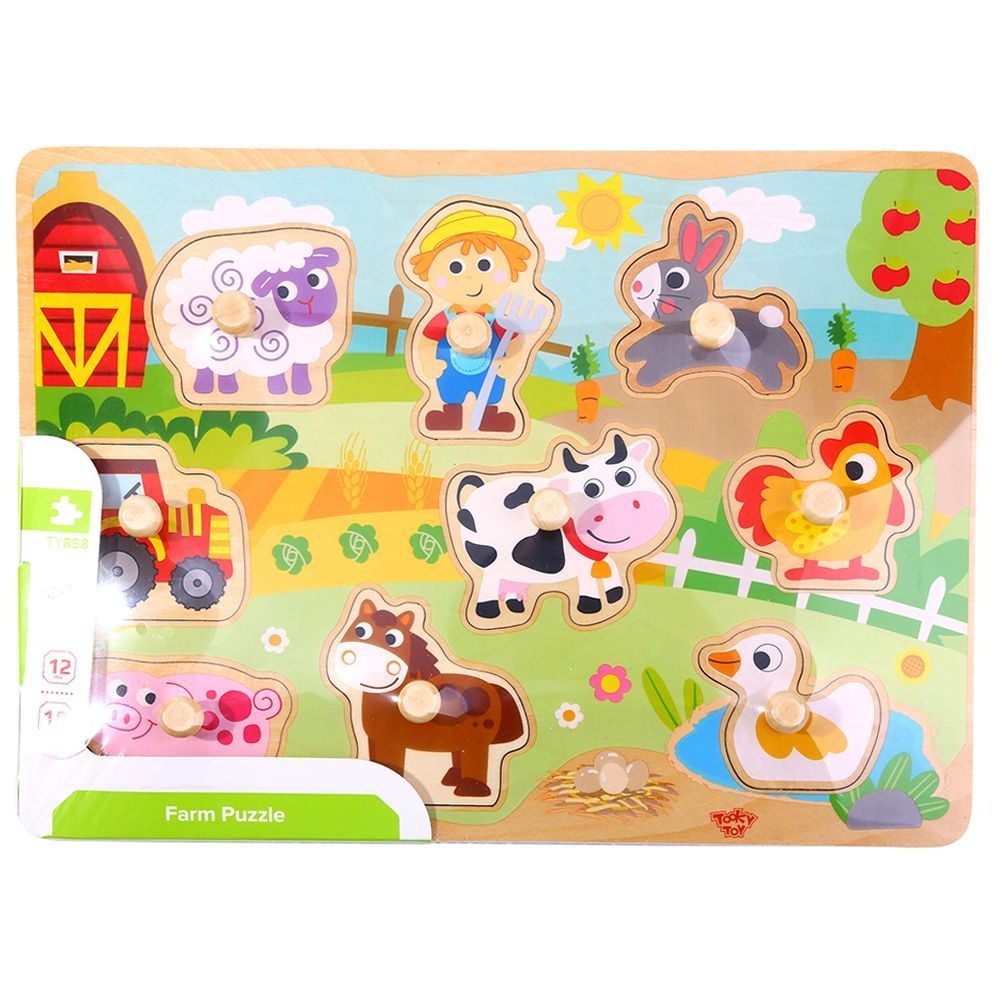 TookyToy - Wooden Peg Puzzle - Farm Animals - Image 5