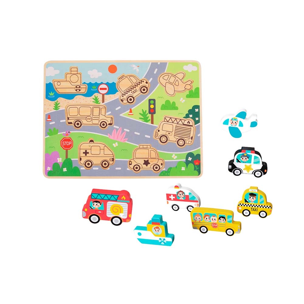 TookyToy - Wooden Chunky Transportation Puzzle - Image 4