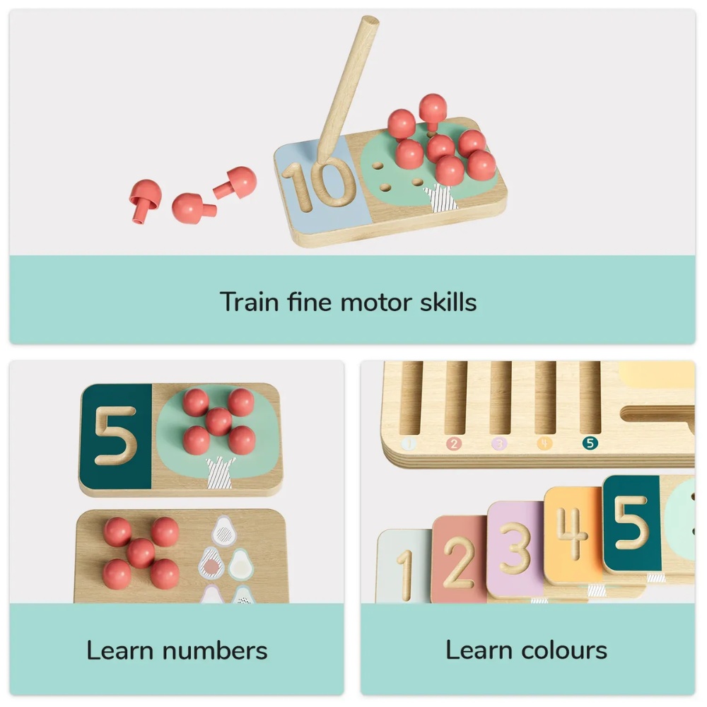 TopBright - Wooden Montessory Fruit Tree Counting & Writing Number Toy - Image 4