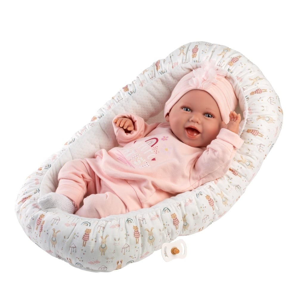 Llorens - Baby Girl Doll with Laughing Mechanism, Clothing & Cushion: Mimi - 42cm