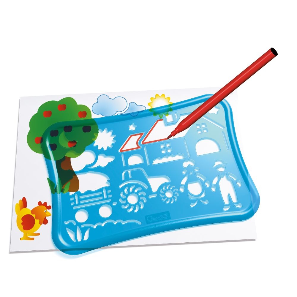 Quercetti - Farm Stencil Art Set - Animal Drawing & Colouring Activity for Kids - Image 2