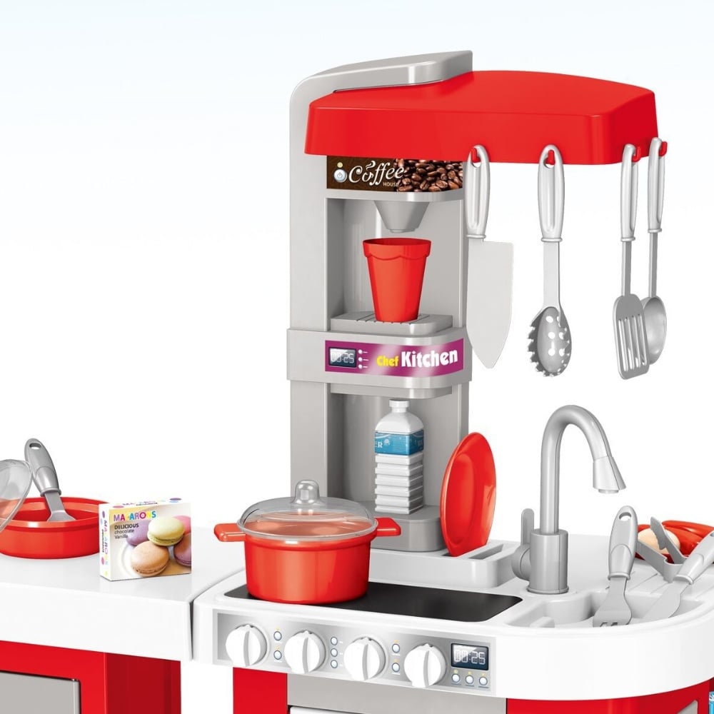 Cogo - Pretend & Play Kitchen Set with Light & Sound Effects - Red - 53 Pieces - Image 3