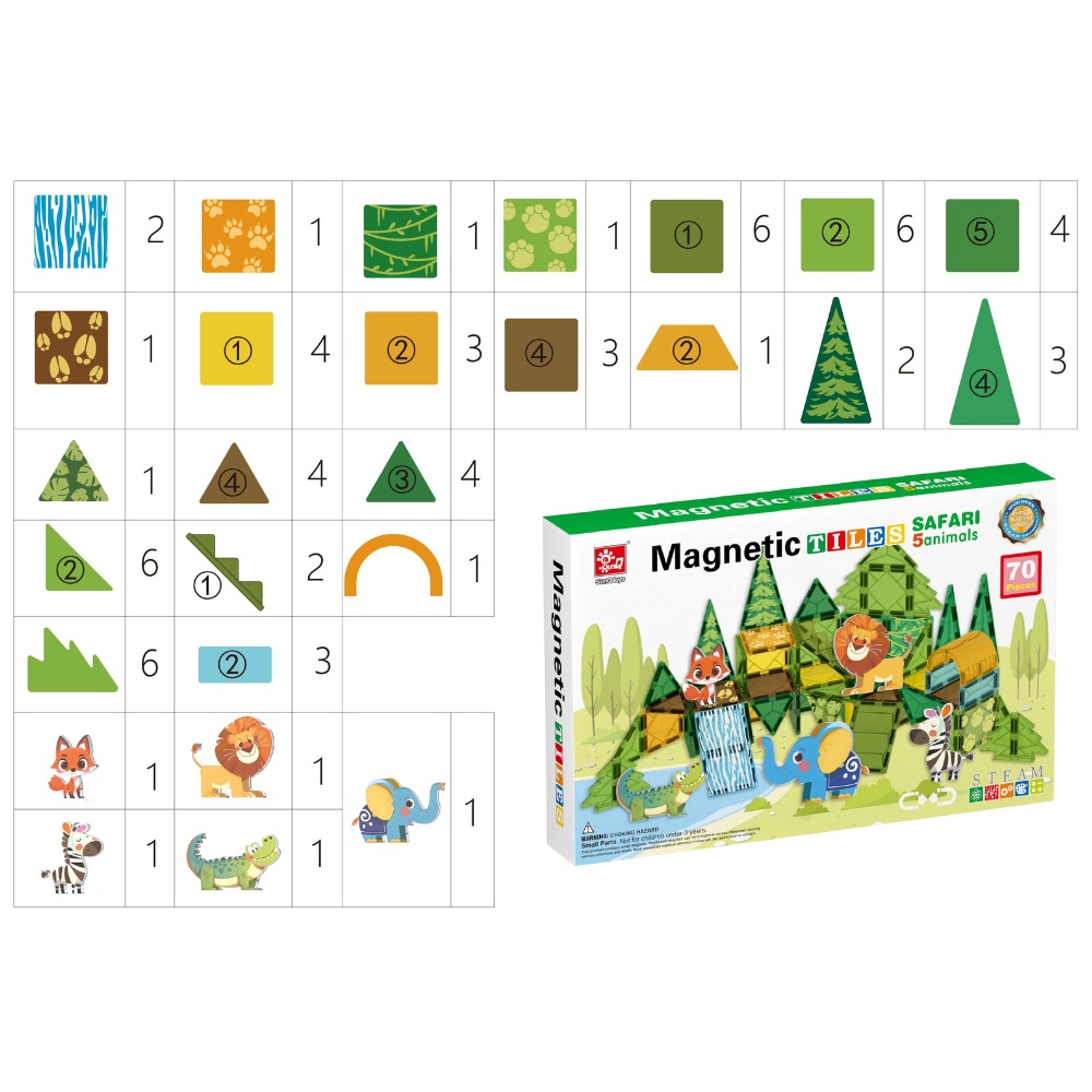Magnetic Tiles - Wild Animals Set - 70 Pieces - Image 3