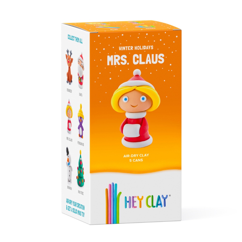 Hey Clay - Modelling Air-Dry Clay with Fun Interactive App - Mrs. Claus, Christmas Series, 5 cans - Image 6