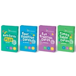 Greenbean - Maths Cards PLUS, Fun Fraction Cards, Times Table Cards & Four Function Cards