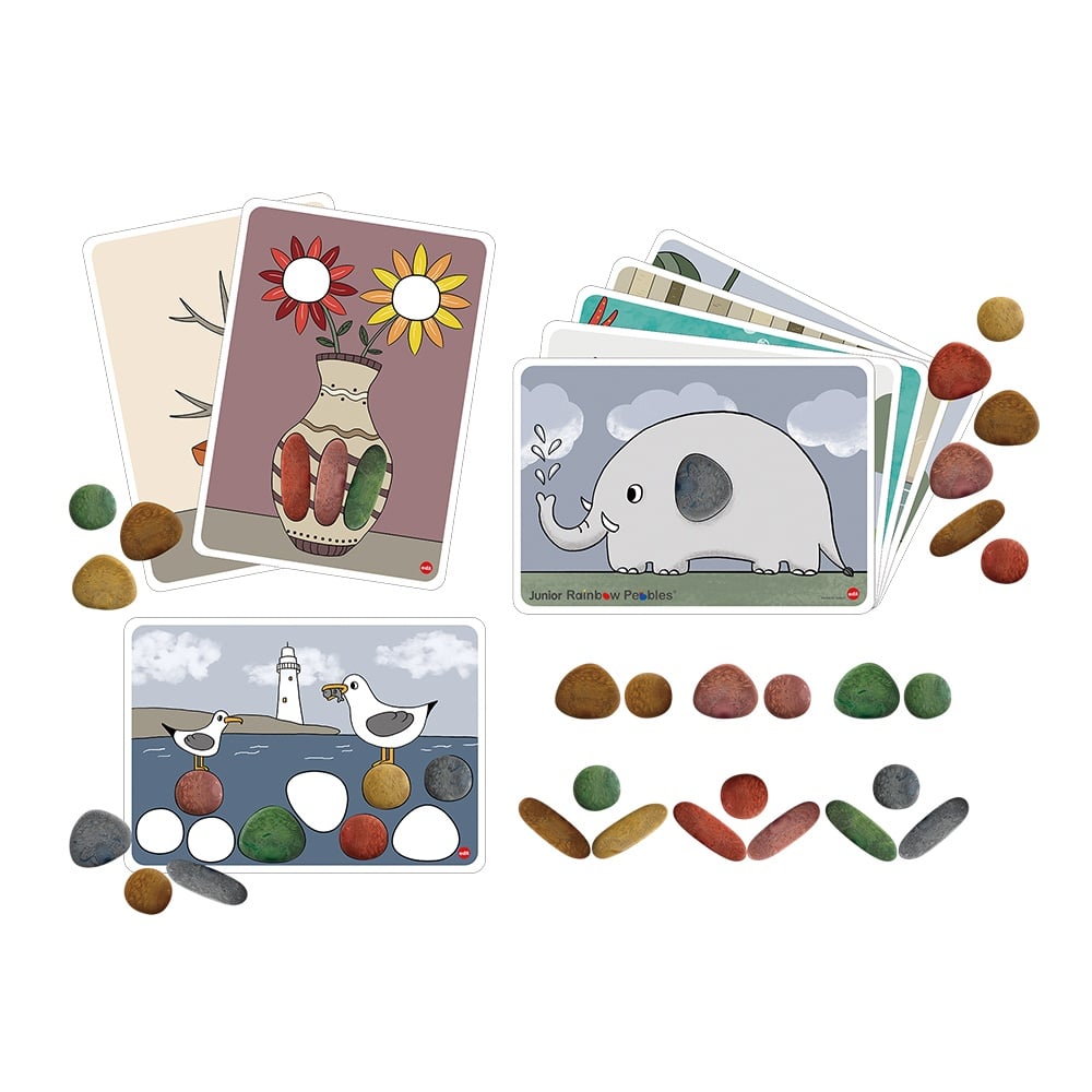 EDX Education - Junior Rainbow Pebbles - Eco Friendly FPC Material - 3 Shapes - 6 Colours - 8 Double-Sided Activity Cards - 36pcs - Image 4