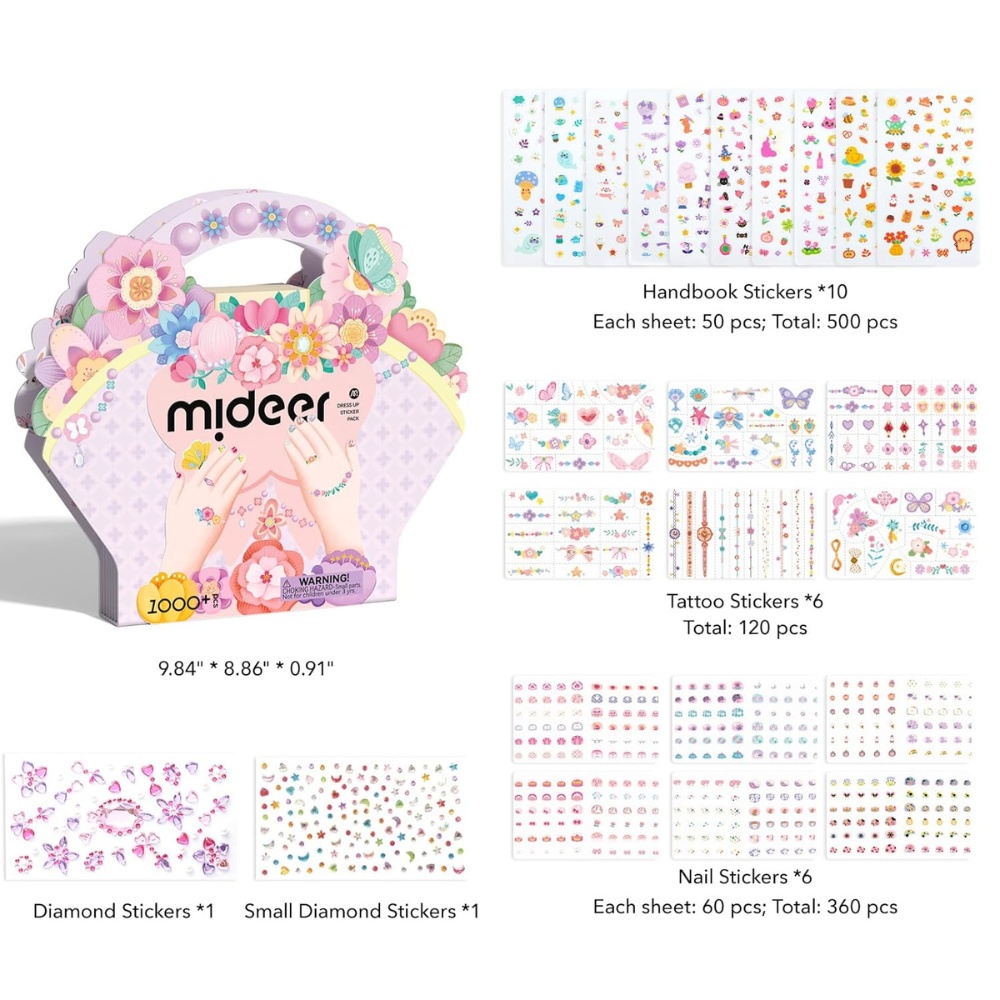Mideer - Nail, Temporary Tattoo & Gem Sticker Pack - Garden Fairy - 1000pcs - Image 2