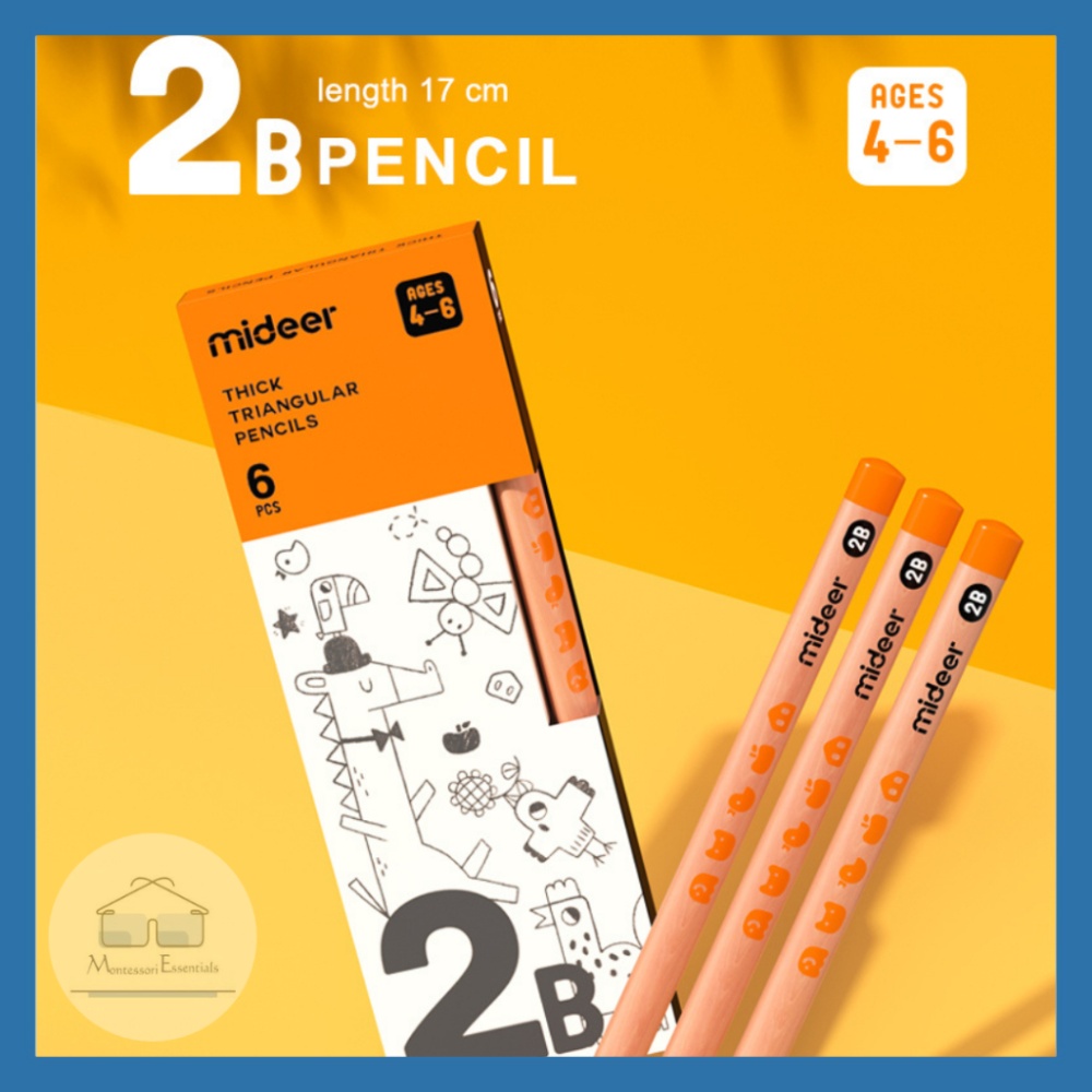 Mideer - Triangular 2B Pencils - 6 Thick Easy Grip Pencils for Early Writing - Image 4
