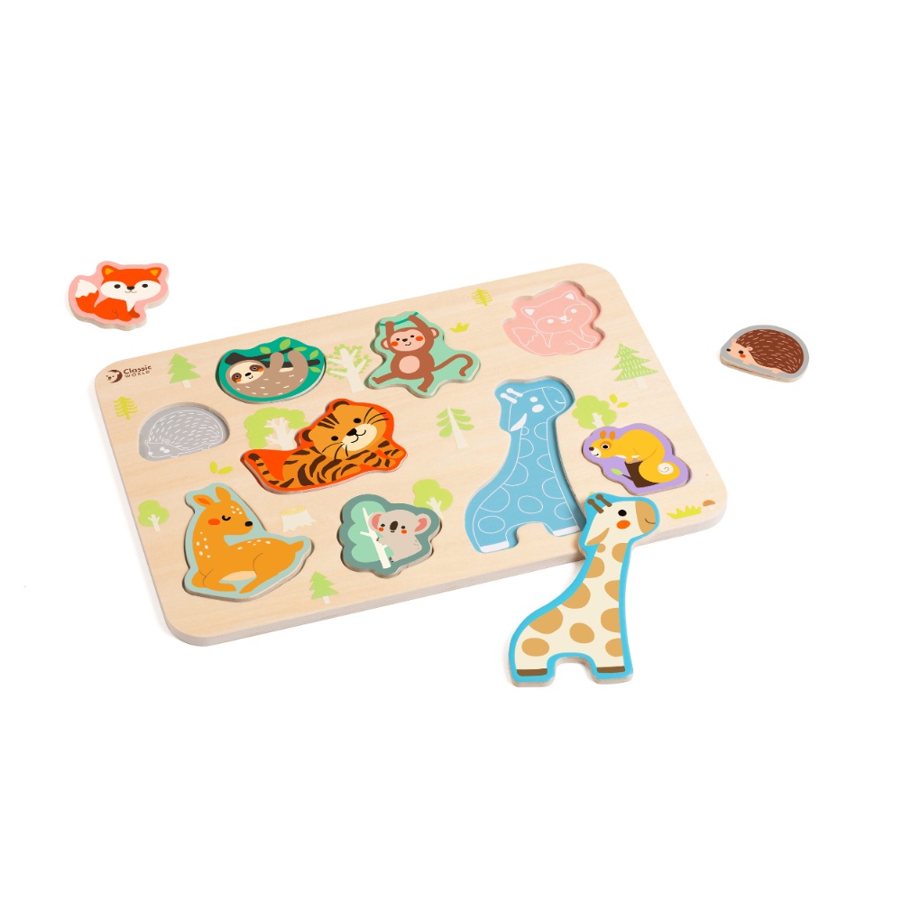 Classic World - Wooden Puzzle - Animals - 10pcs - Image 3