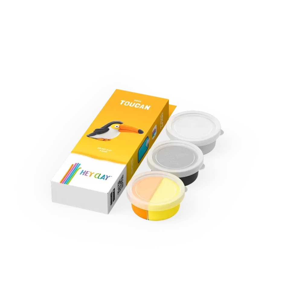 Hey Clay - Modelling Air-Dry Clay with Fun Interactive App - Toucan, series Birds, 3 cans - Image 4