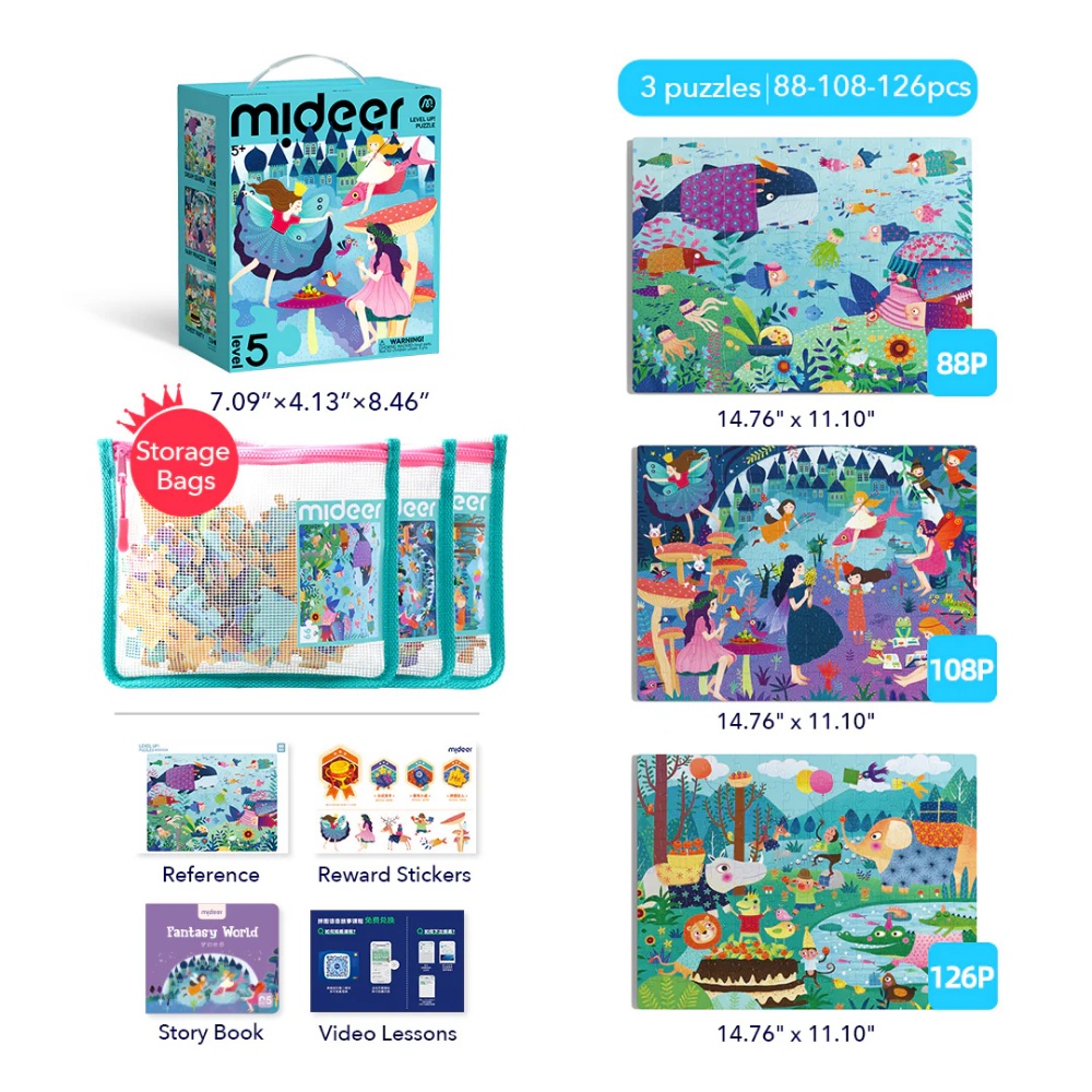 Mideer - Level Up Jigsaw Puzzle for Kids - 3-in-1 - Level 5 Wonderful Adventure - Image 2